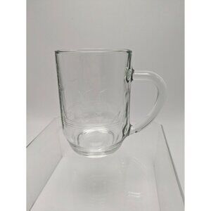 Etched Sailboat Design Glass Mug 18 fl Oz Handle Clear Vintage France Coffee Tea
